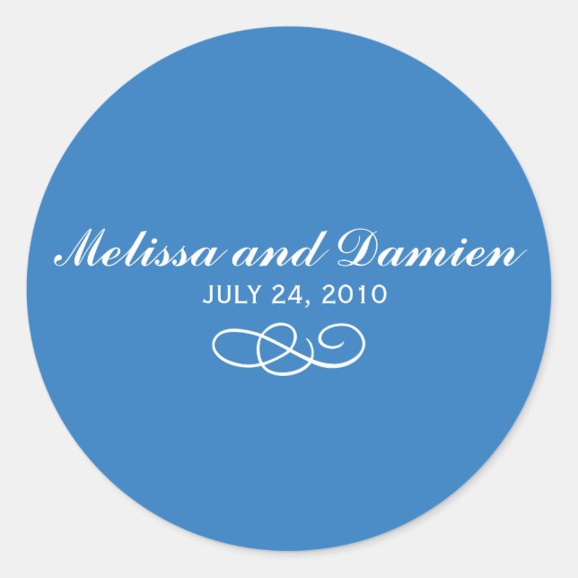 Sticker bleu - Mariée et chambre avec date (Devant)