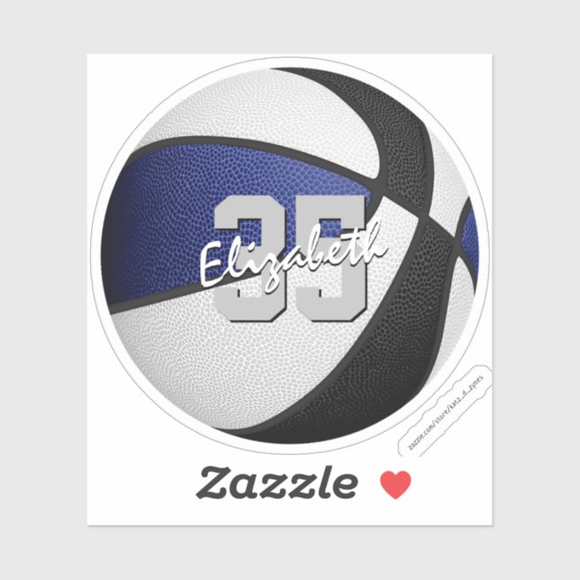Sticker bleu noir équipe de basket couleurs nom du joueur (Feuille)