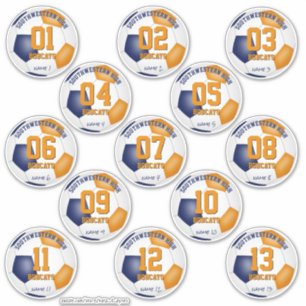 Sticker bleu orange enfants football couleurs jeu de 13