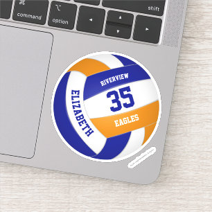 Sticker bleu orange équipe couleurs filles garçons volley