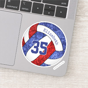 Sticker bleu rouge filles volleball école couleurs