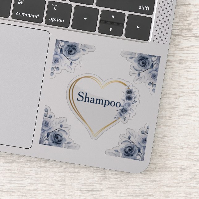Sticker Bleu shampooing floral de 3 po x 3 po (Détail)