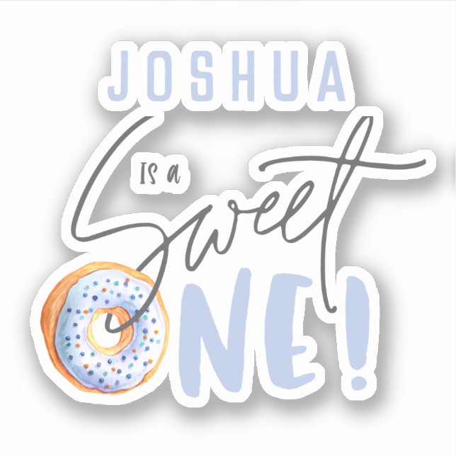 Sticker bleu Sweet un 1er anniversaire (Devant)