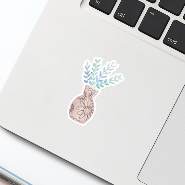 Sticker bleu Vase Floral Cute Boho (Créateur téléchargé)