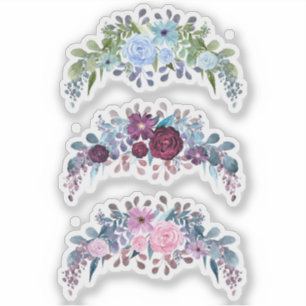 Sticker Bleu vintage de guirlande florale de fleur