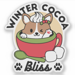 Sticker Bliss de cacao d'hiver - Chien mignon en mode Mug