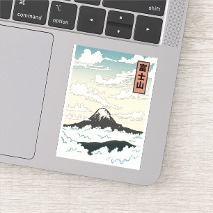 Sticker Bloc d'art du Mont Fuji Japon.
