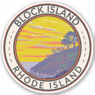Sticker Block Island Rhode Island Travel Art Vintage