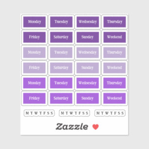 Sticker Blocs. Jours De La Semaine - Couleurs Violettes