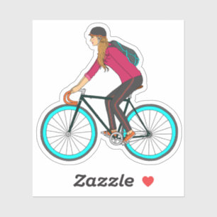 Sticker Blonde Fixie Girl Sticker_3x3