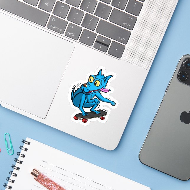 Sticker Blue dog skater (Ordinateur portable avec iPhone)