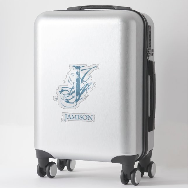 Sticker Blue Elegant Monogramme Nom du logo Business Bumpe (Sur valise)