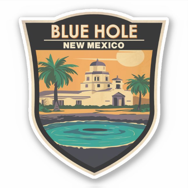 Sticker Blue Hole New Mexico Travel Art Badge (Devant)