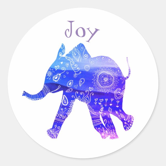 Sticker Blue Mandala Baby Elephant Joy (Devant)