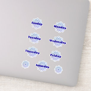 Sticker Blue Mandalas Days of the Week Planificateur Gras 