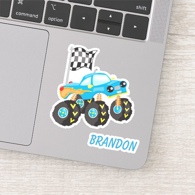 Sticker Blue Monster Truck Kids Contour (Détail)