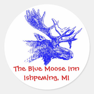Sticker Blue Moose Personalize Any Text Red Blue