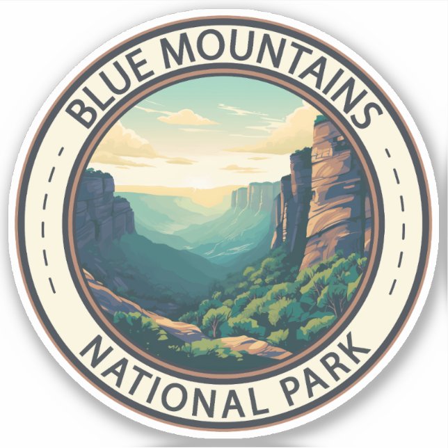 Sticker Blue Mountains National Park Australie Vintage (Devant)