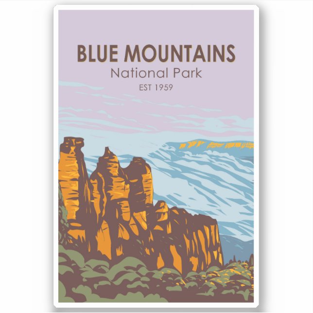 Sticker Blue Mountains National Park Australie Vintage (Devant)