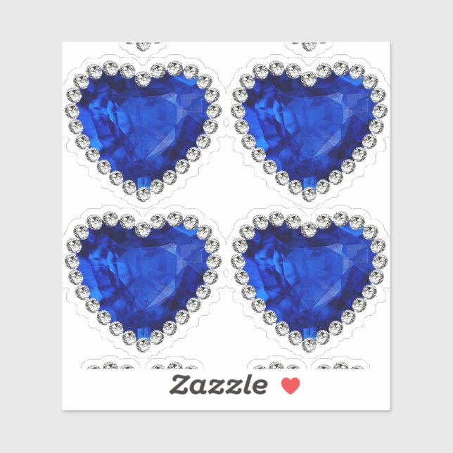 Sticker Blue Sapphire Diamond Anniversaire Coeur (Feuille)