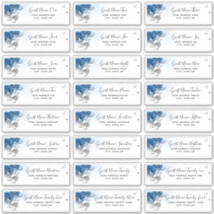 Sticker Blue Silver Butterfly 24 Mariage Adresse du client