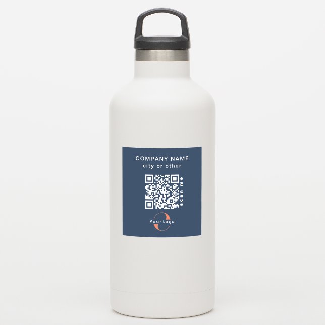 Sticker Blue Vinyl carré Business QR code Water Bottle (Gourde)