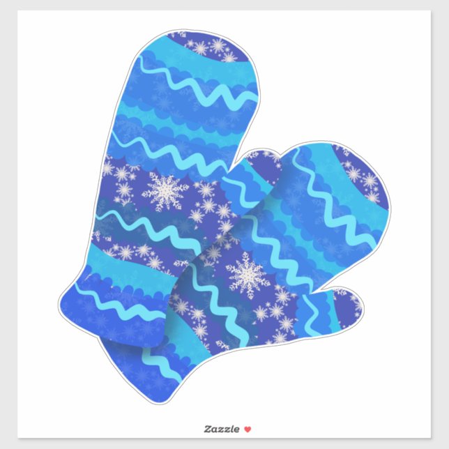 Sticker Blue Winter Mittens | Vacances (Feuille)