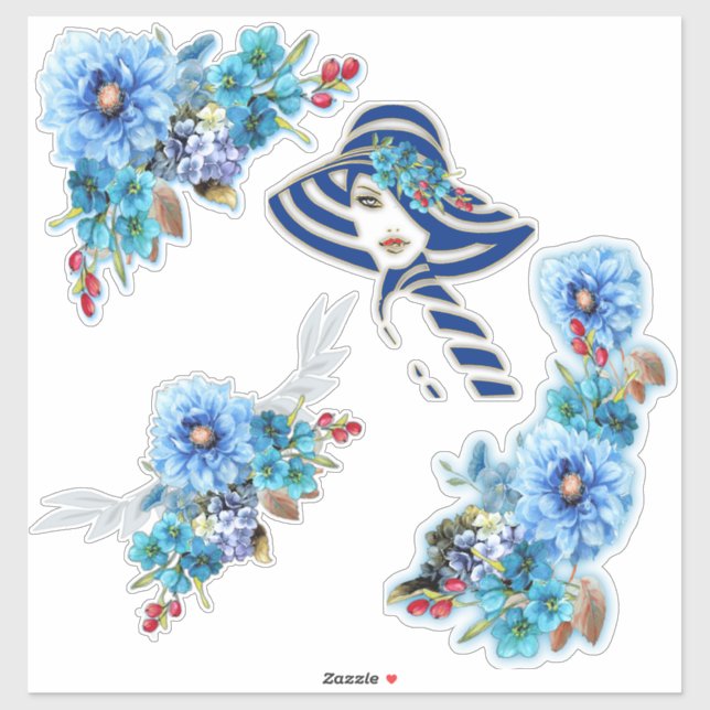 Sticker Blues de Cornflower en aquarelle (Feuille)
