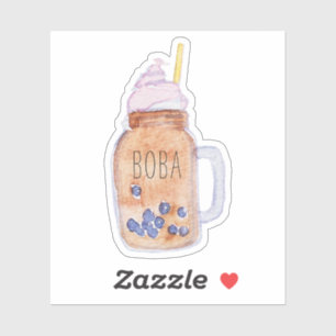 Sticker Boba Bubble Tea in Mason Jar