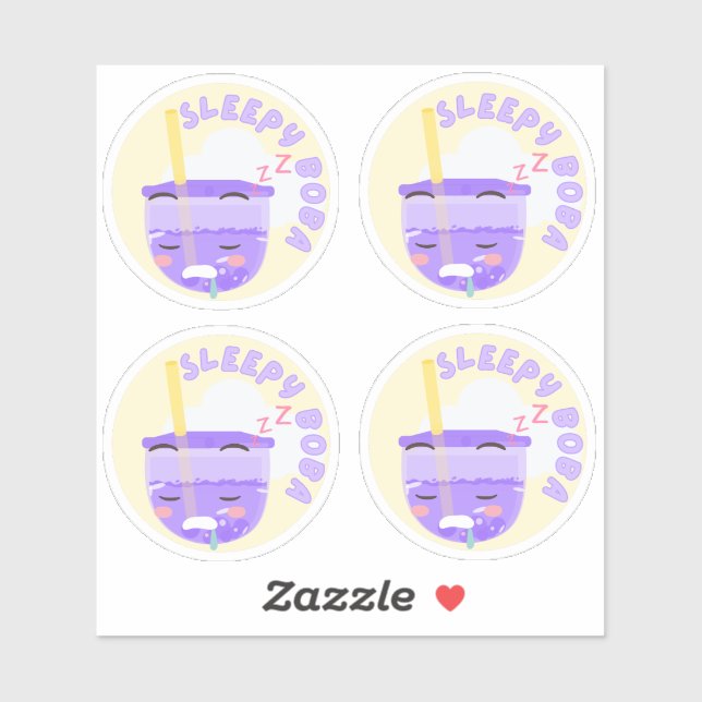 Sticker Boba endormi- Pack de 4 (Feuille)