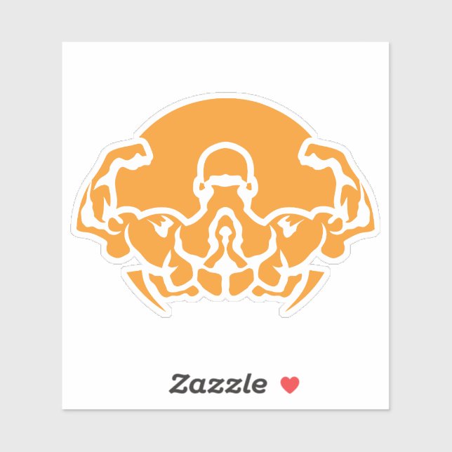 Sticker bodybuilding logo musculation dos biceps 6 (Feuille)