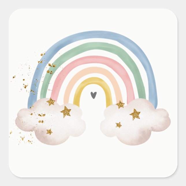 Sticker Boho Arc-en-ciel Pastel Arc-en-ciel Couleu (Devant)