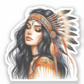 Sticker Boho Girl IA Art Mode Bohème