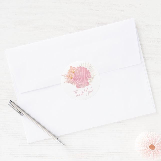 Sticker Boho Pink Baby shower Merci (Enveloppe)