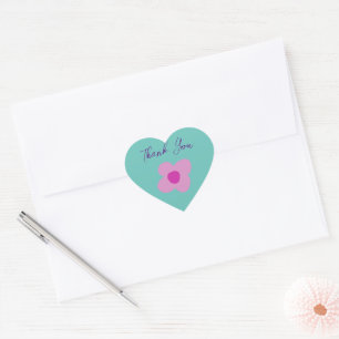 Sticker Boho Pink Flower Heart Party