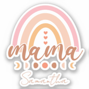 Sticker Boho Rainbow Mama avec phases de lune