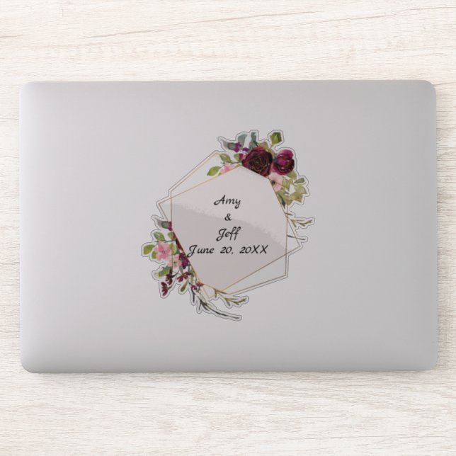 Sticker Boho Rose dates de mariage géométrique (Ordinateur)