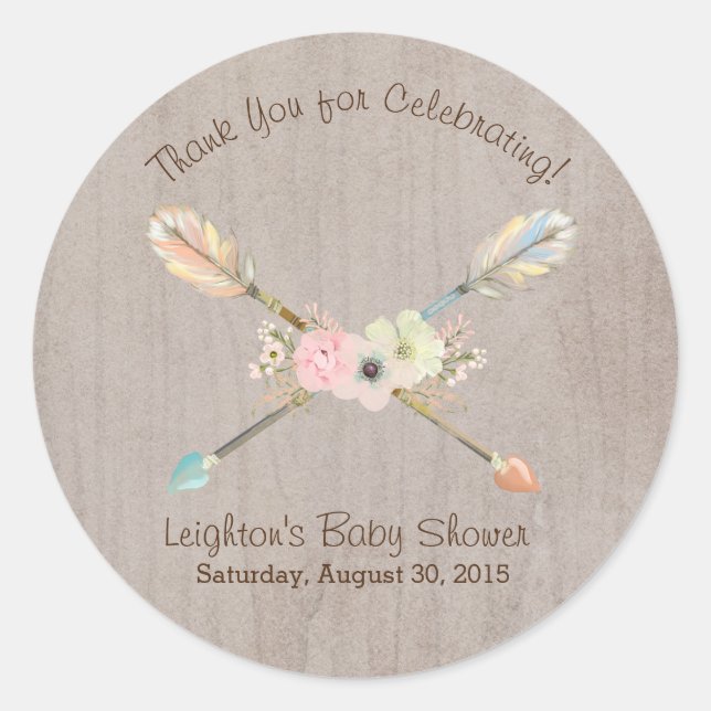 Sticker Boho Rustic Baby ou Fête des mariées Favor (Devant)