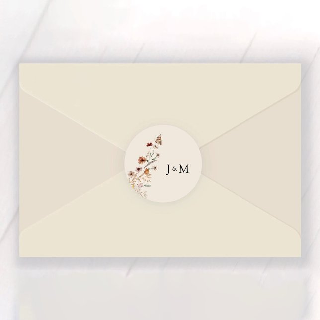 Sticker Boho Tiny Fleur sauvage Mariage Classic Ro (Créateur téléchargé)