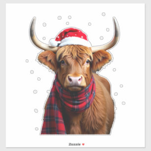 Sticker Boho Xmas T-Shirt de Noël Vache des Highlands (1)
