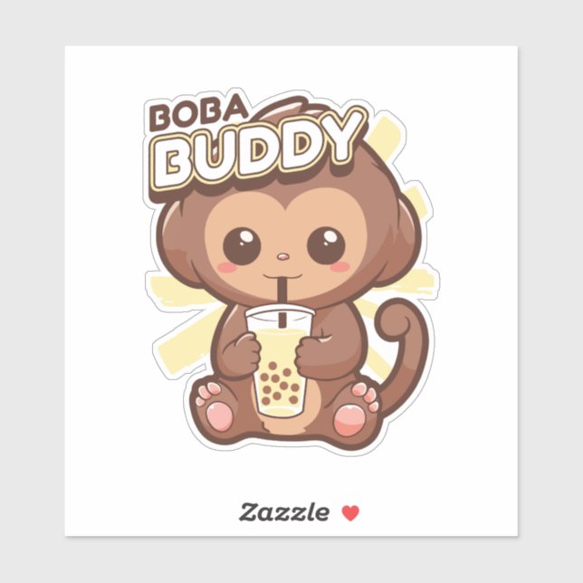 STICKER BOIRE DE MONKEY CUT BOBA THÉ (Feuille)