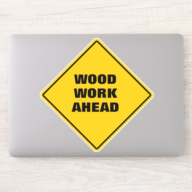 Sticker Bois jaune amusant travailler en avant prudence pa (Ordinateur)
