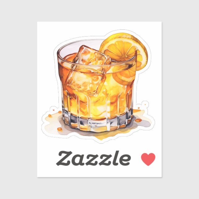 Sticker Boisson Whiskey Aquarelle (Feuille)