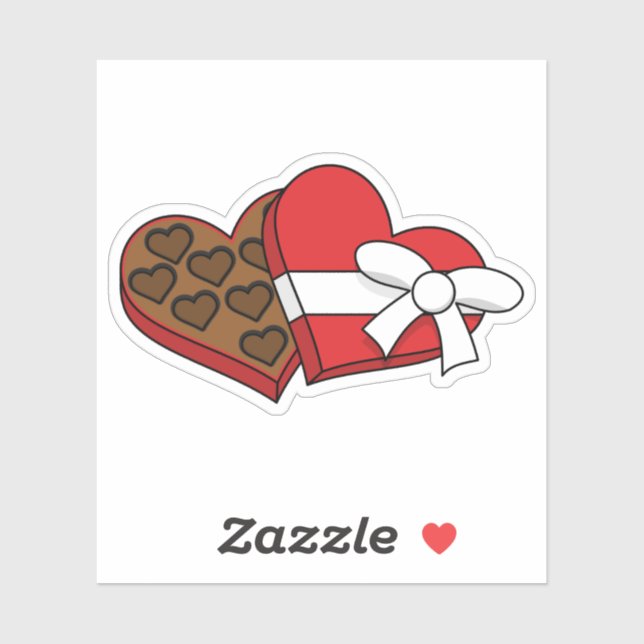 Sticker Boîte à chocolat de coeur de la Saint-Valentin (Feuille)