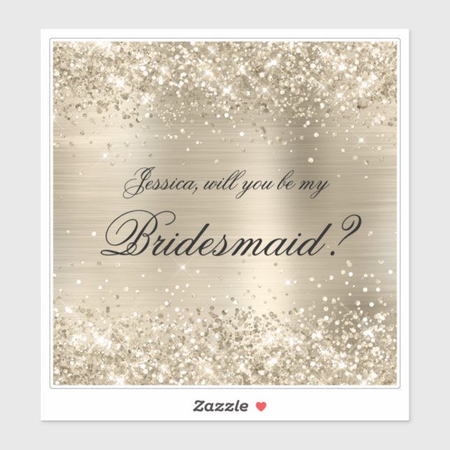 Sticker Boîte-cadeau de proposition de demoiselle d'honneu (Feuille)