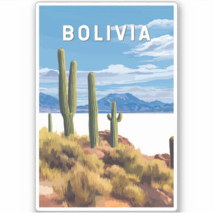 Sticker Bolivie Illustration Travel Art Vintage