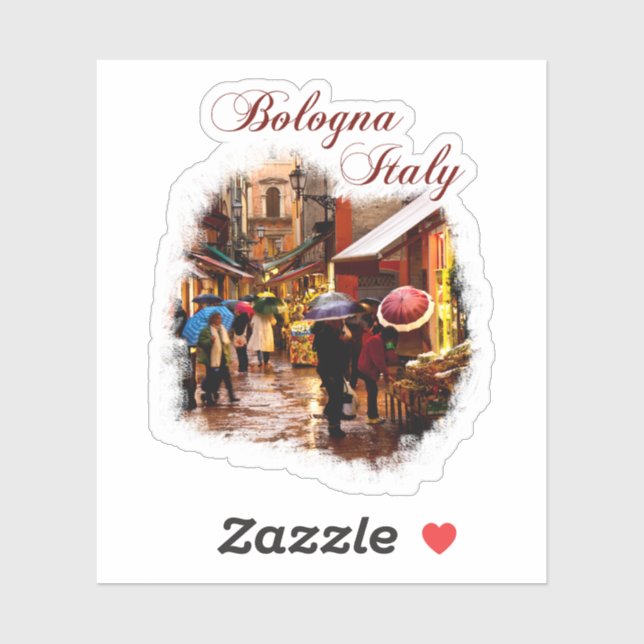 Sticker Bologne, Italie : Shopping sous la pluie (Feuille)