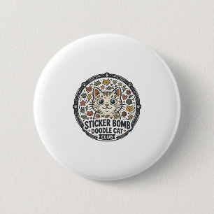 Sticker Bomb Doodle Cat POD Vector Art - Sticker B 2 Inch Round Button