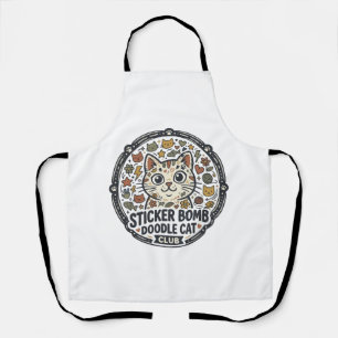 Sticker Bomb Doodle Cat POD Vector Art - Sticker B Apron