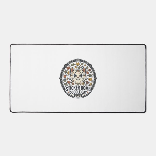 Sticker Bomb Doodle Cat POD Vector Art - Sticker B Desk Mat (Front)